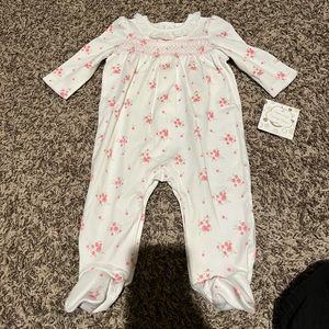 NWT Little Me Pink Floral Footies